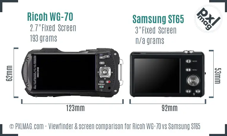 Ricoh WG-70 vs Samsung ST65 Screen and Viewfinder comparison