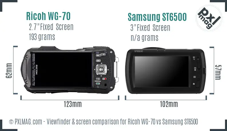 Ricoh WG-70 vs Samsung ST6500 Screen and Viewfinder comparison