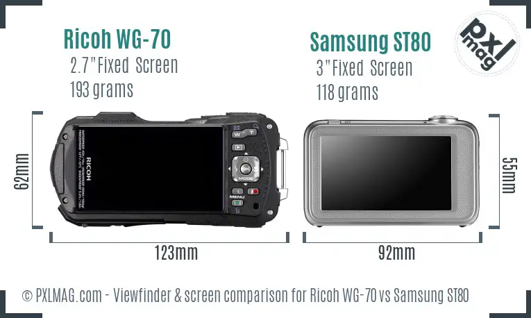 Ricoh WG-70 vs Samsung ST80 Screen and Viewfinder comparison