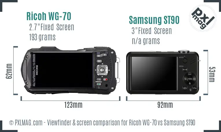 Ricoh WG-70 vs Samsung ST90 Screen and Viewfinder comparison