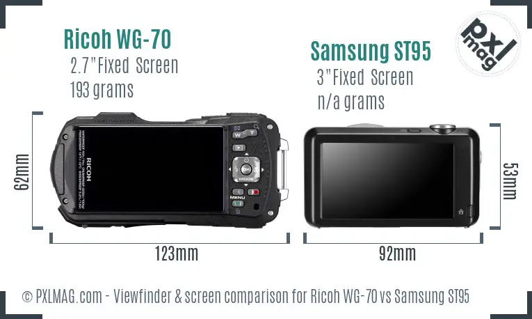 Ricoh WG-70 vs Samsung ST95 Screen and Viewfinder comparison