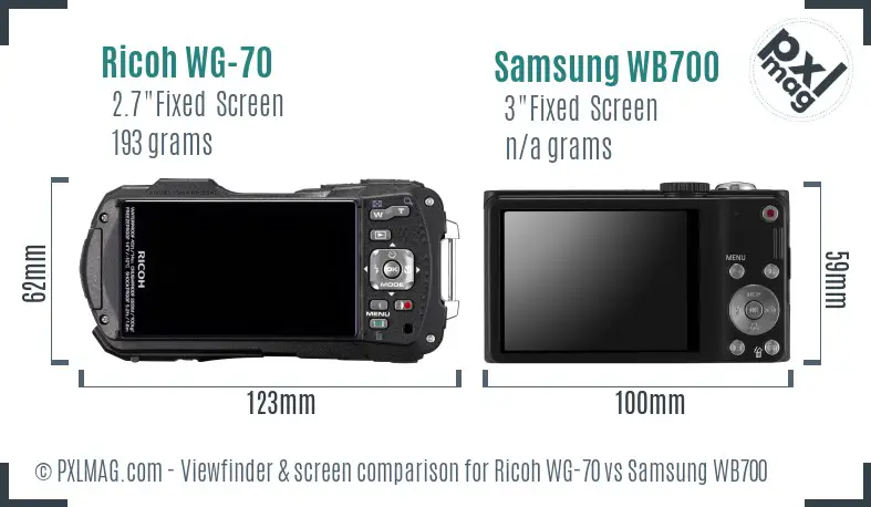 Ricoh WG-70 vs Samsung WB700 Screen and Viewfinder comparison