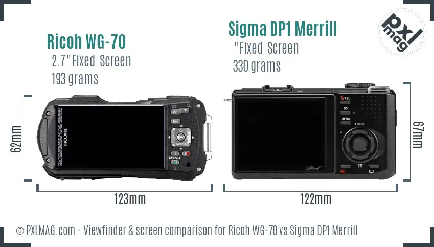 Ricoh WG-70 vs Sigma DP1 Merrill Screen and Viewfinder comparison