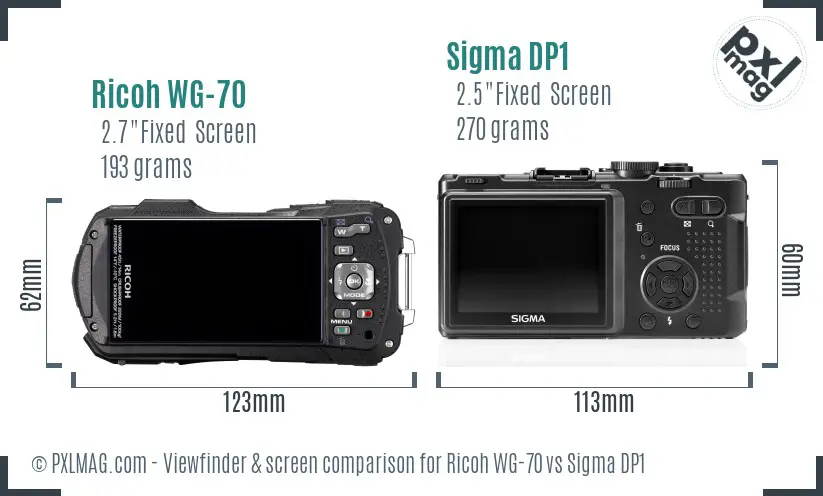 Ricoh WG-70 vs Sigma DP1 Screen and Viewfinder comparison