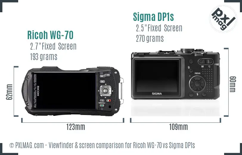 Ricoh WG-70 vs Sigma DP1s Screen and Viewfinder comparison