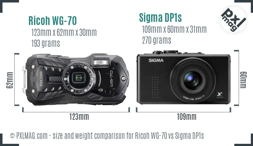 Ricoh WG-70 vs Sigma DP1s size comparison