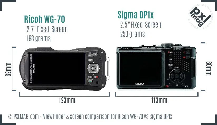 Ricoh WG-70 vs Sigma DP1x Screen and Viewfinder comparison