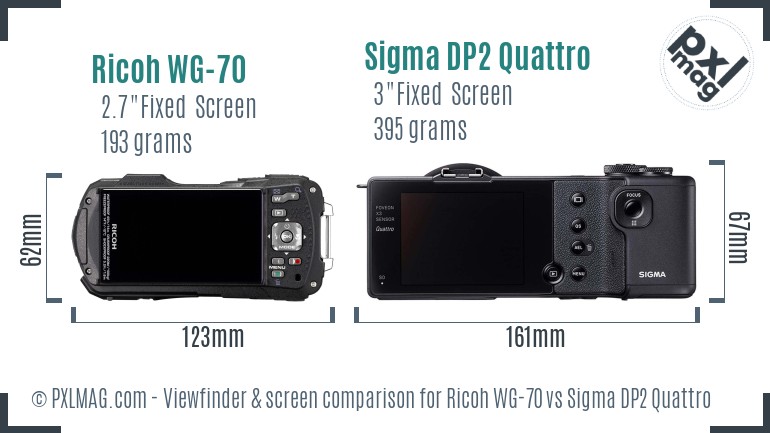 Ricoh WG-70 vs Sigma DP2 Quattro Screen and Viewfinder comparison