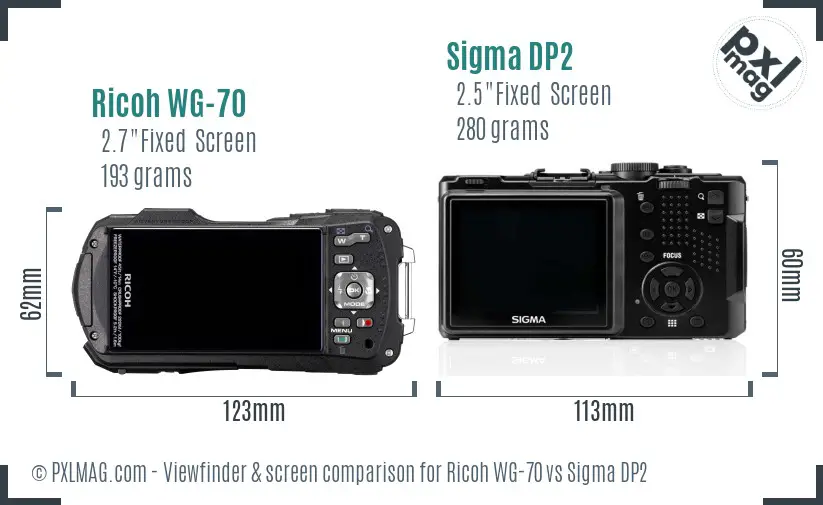 Ricoh WG-70 vs Sigma DP2 Screen and Viewfinder comparison