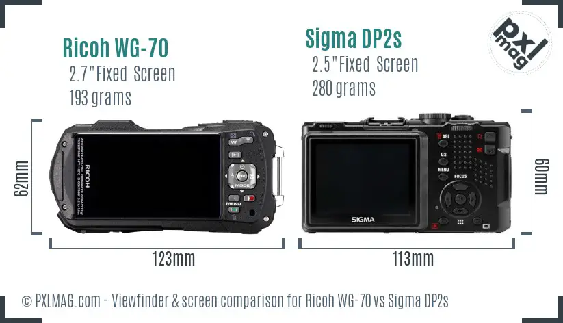 Ricoh WG-70 vs Sigma DP2s Screen and Viewfinder comparison