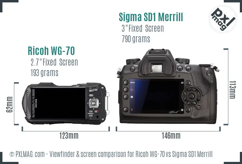 Ricoh WG-70 vs Sigma SD1 Merrill Screen and Viewfinder comparison