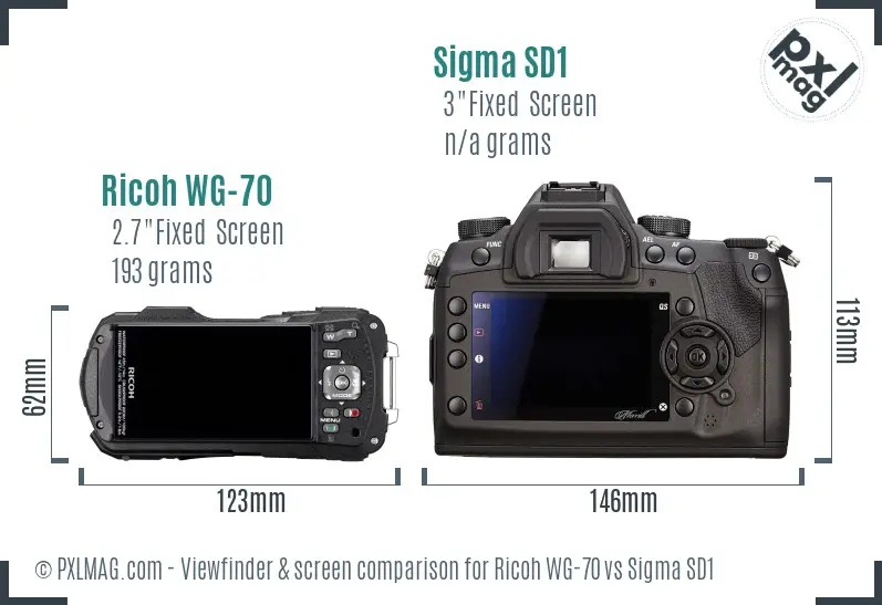 Ricoh WG-70 vs Sigma SD1 Screen and Viewfinder comparison