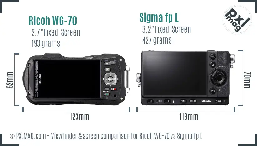 Ricoh WG-70 vs Sigma fp L Screen and Viewfinder comparison