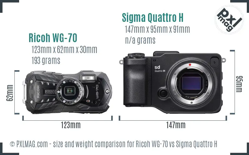 Ricoh WG-70 vs Sigma Quattro H size comparison