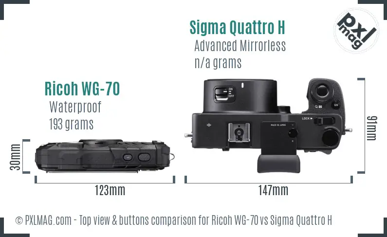 Ricoh WG-70 vs Sigma Quattro H top view buttons comparison