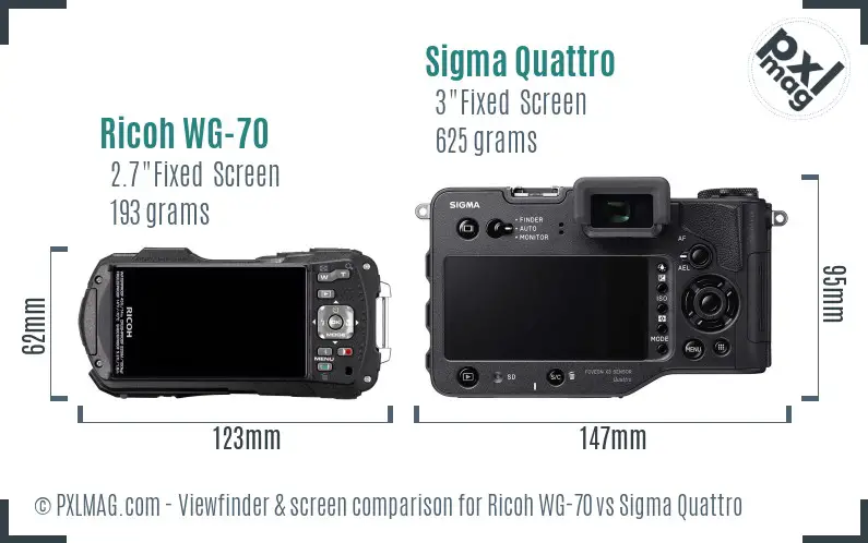 Ricoh WG-70 vs Sigma Quattro Screen and Viewfinder comparison