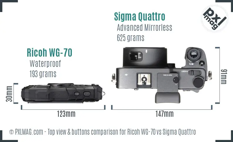 Ricoh WG-70 vs Sigma Quattro top view buttons comparison