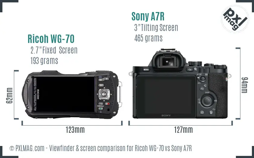Ricoh WG-70 vs Sony A7R Screen and Viewfinder comparison