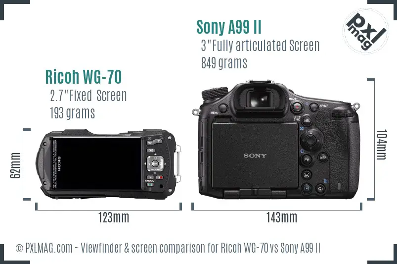 Ricoh WG-70 vs Sony A99 II Screen and Viewfinder comparison