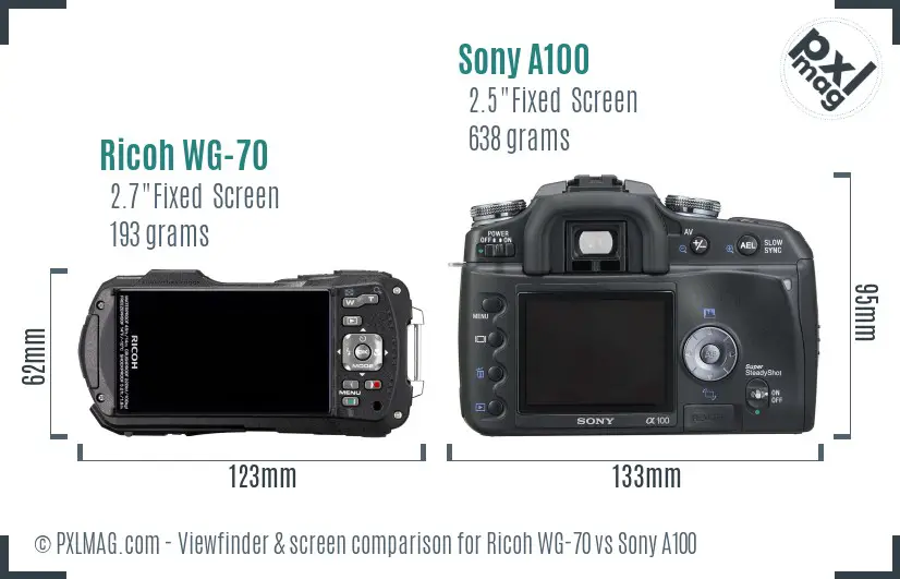 Ricoh WG-70 vs Sony A100 Screen and Viewfinder comparison