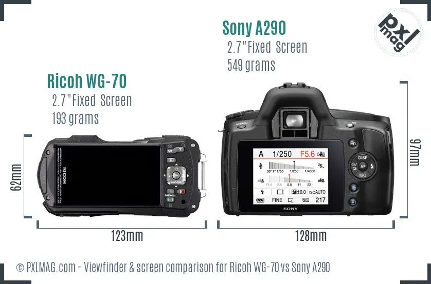 Ricoh WG-70 vs Sony A290 Screen and Viewfinder comparison