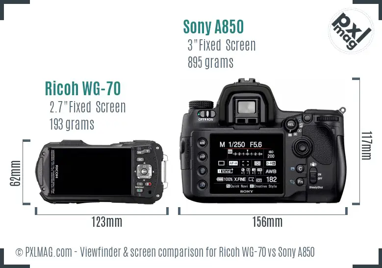 Ricoh WG-70 vs Sony A850 Screen and Viewfinder comparison