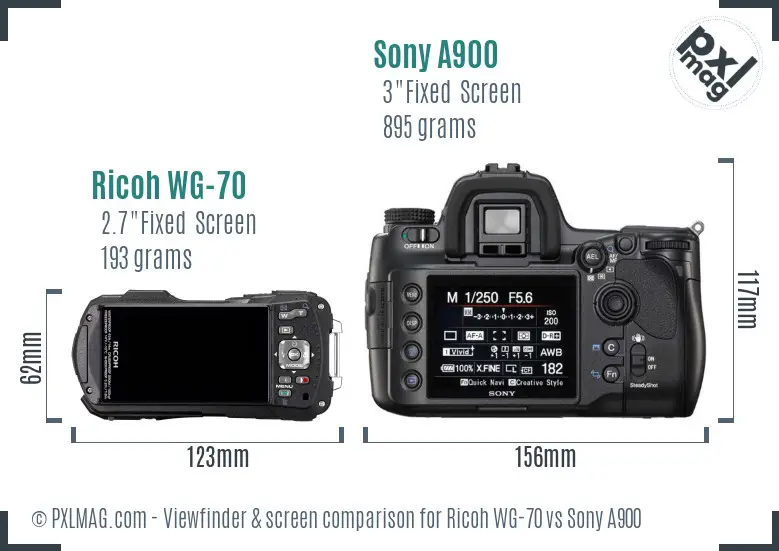 Ricoh WG-70 vs Sony A900 Screen and Viewfinder comparison