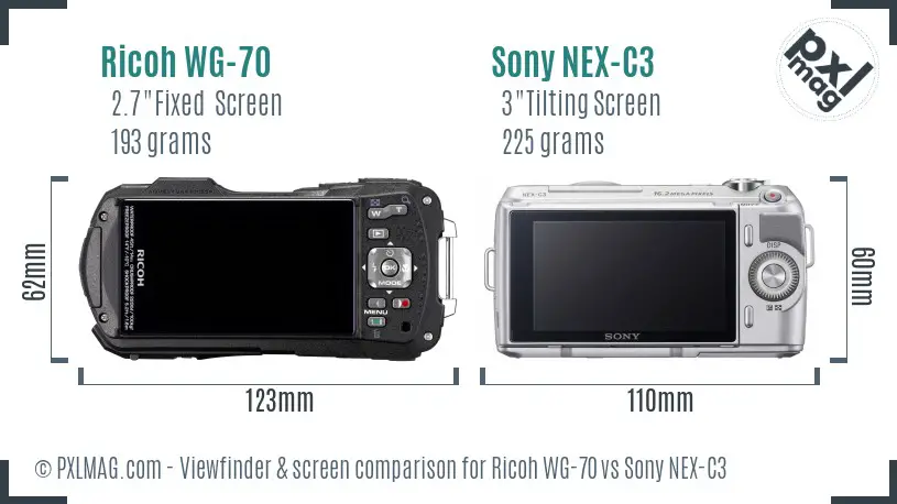 Ricoh WG-70 vs Sony NEX-C3 Screen and Viewfinder comparison Ricoh WG-70 vs Sony NEX-C3 Screen and Viewfinder comparison