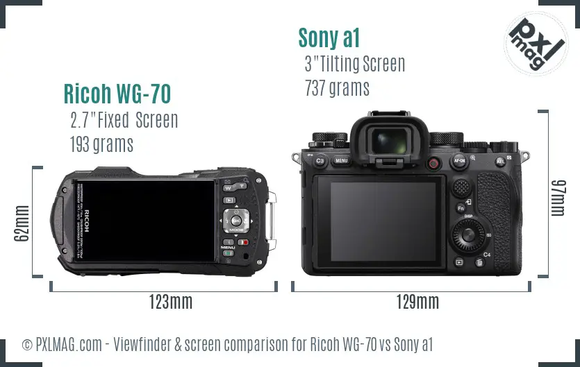 Ricoh WG-70 vs Sony a1 Screen and Viewfinder comparison