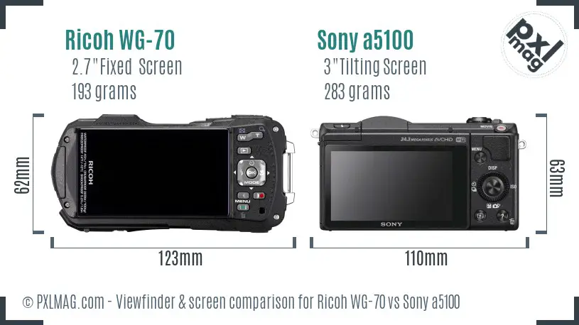 Ricoh WG-70 vs Sony a5100 Screen and Viewfinder comparison