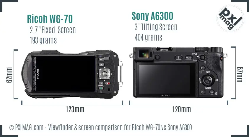 Ricoh WG-70 vs Sony A6300 Screen and Viewfinder comparison