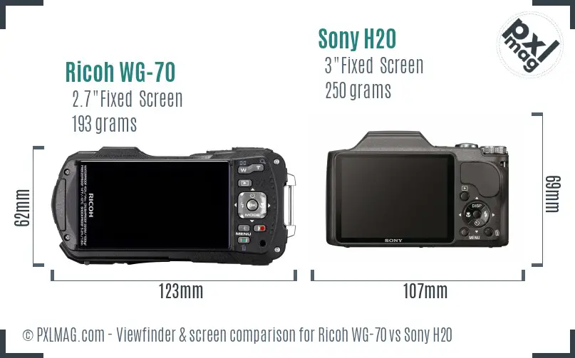 Ricoh WG-70 vs Sony H20 Screen and Viewfinder comparison