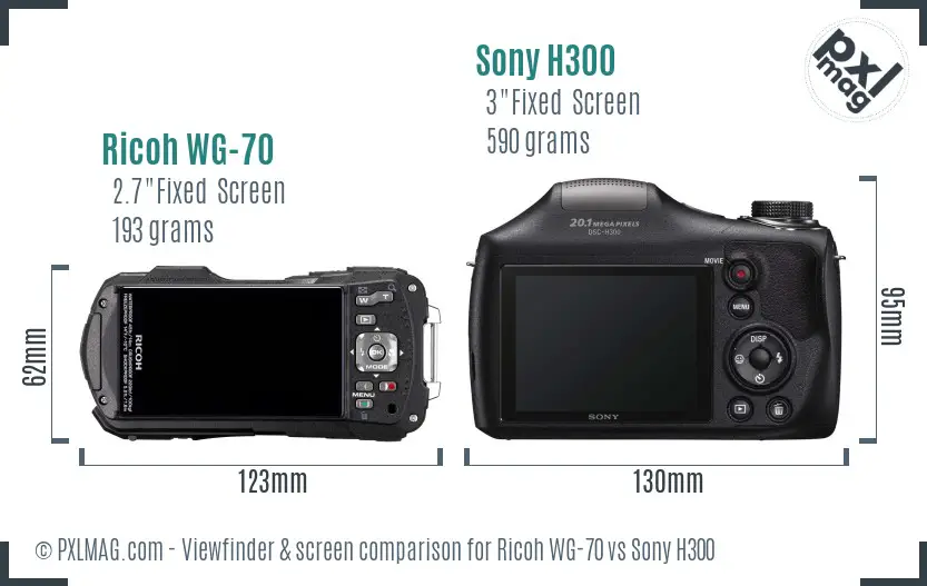 Ricoh WG-70 vs Sony H300 Screen and Viewfinder comparison