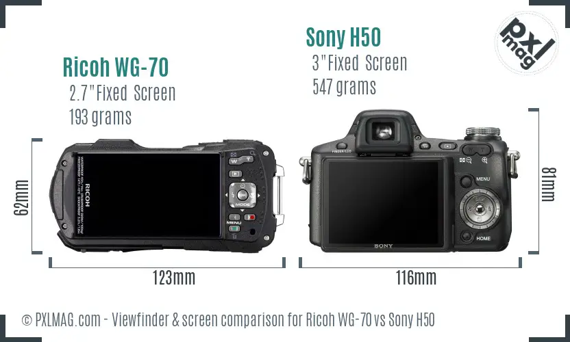 Ricoh WG-70 vs Sony H50 Screen and Viewfinder comparison Ricoh WG-70 vs Sony H50 Screen and Viewfinder comparison