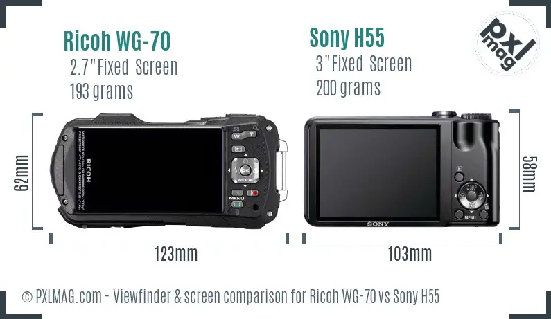Ricoh WG-70 vs Sony H55 Screen and Viewfinder comparison Ricoh WG-70 vs Sony H55 Screen and Viewfinder comparison