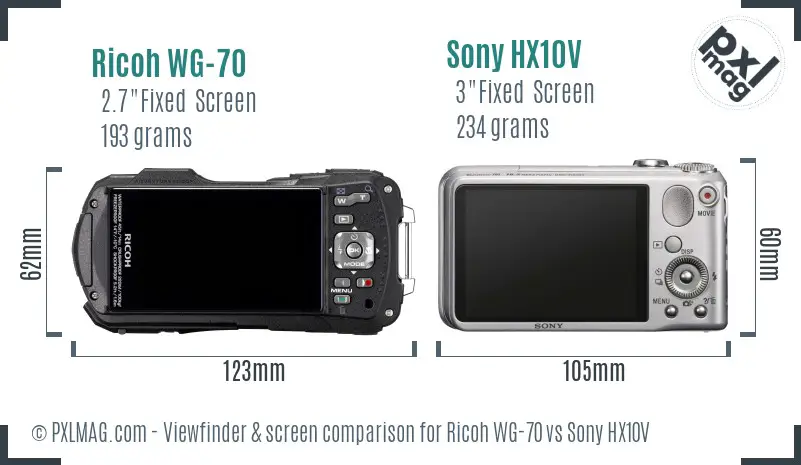 Ricoh WG-70 vs Sony HX10V Screen and Viewfinder comparison Ricoh WG-70 vs Sony HX10V Screen and Viewfinder comparison
