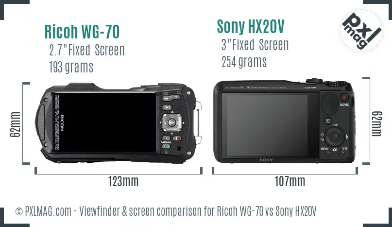 Ricoh WG-70 vs Sony HX20V Screen and Viewfinder comparison Ricoh WG-70 vs Sony HX20V Screen and Viewfinder comparison