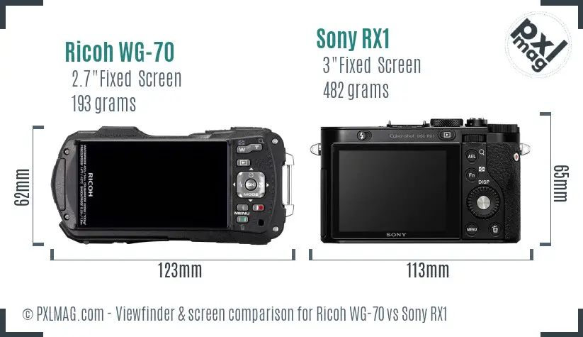 Ricoh WG-70 vs Sony RX1 Screen and Viewfinder comparison