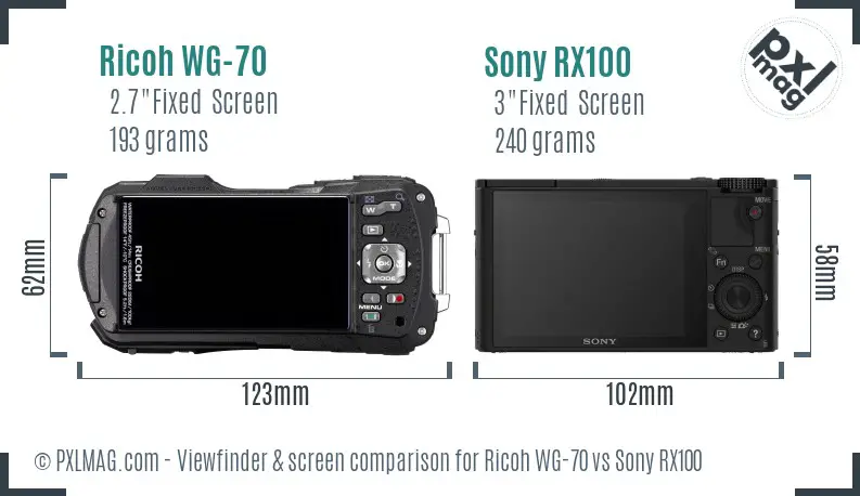 Ricoh WG-70 vs Sony RX100 Screen and Viewfinder comparison Ricoh WG-70 vs Sony RX100 Screen and Viewfinder comparison