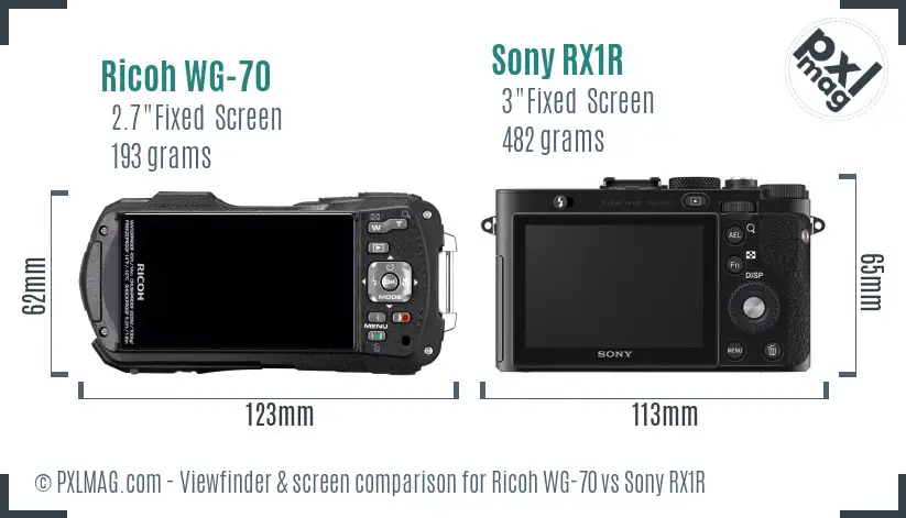 Ricoh WG-70 vs Sony RX1R Screen and Viewfinder comparison