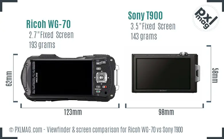 Ricoh WG-70 vs Sony T900 Screen and Viewfinder comparison