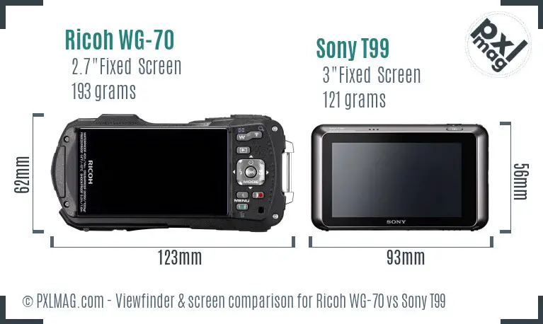 Ricoh WG-70 vs Sony T99 Screen and Viewfinder comparison