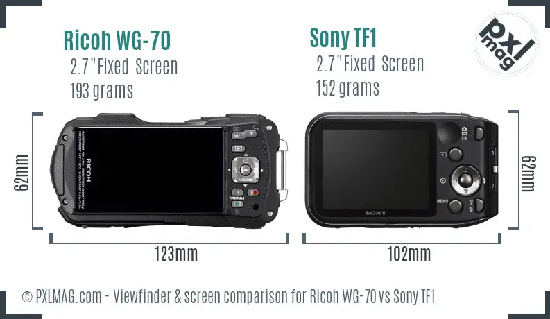Ricoh WG-70 vs Sony TF1 Screen and Viewfinder comparison