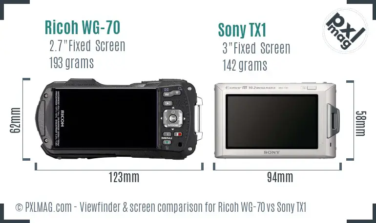 Ricoh WG-70 vs Sony TX1 Screen and Viewfinder comparison