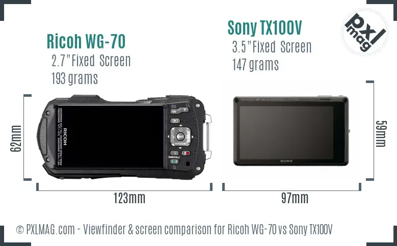 Ricoh WG-70 vs Sony TX100V Screen and Viewfinder comparison