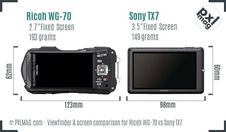 Ricoh WG-70 vs Sony TX7 Screen and Viewfinder comparison