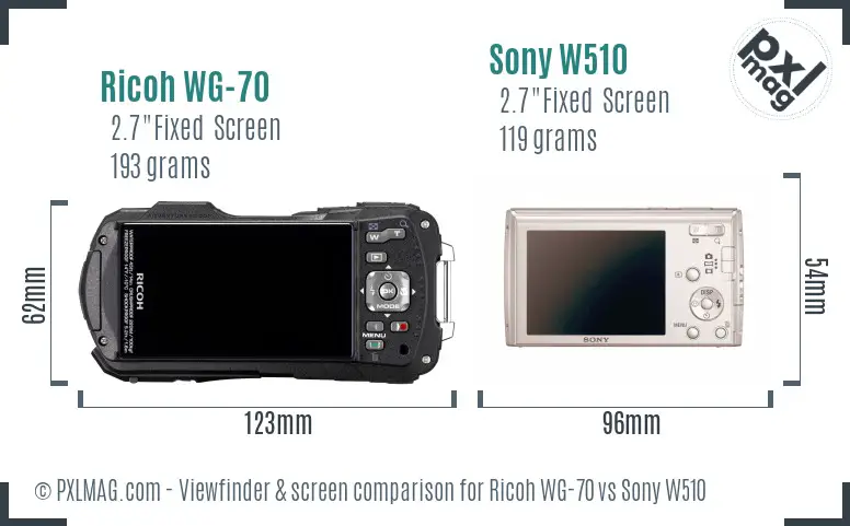 Ricoh WG-70 vs Sony W510 Screen and Viewfinder comparison