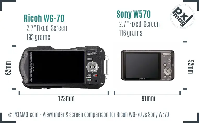 Ricoh WG-70 vs Sony W570 Screen and Viewfinder comparison