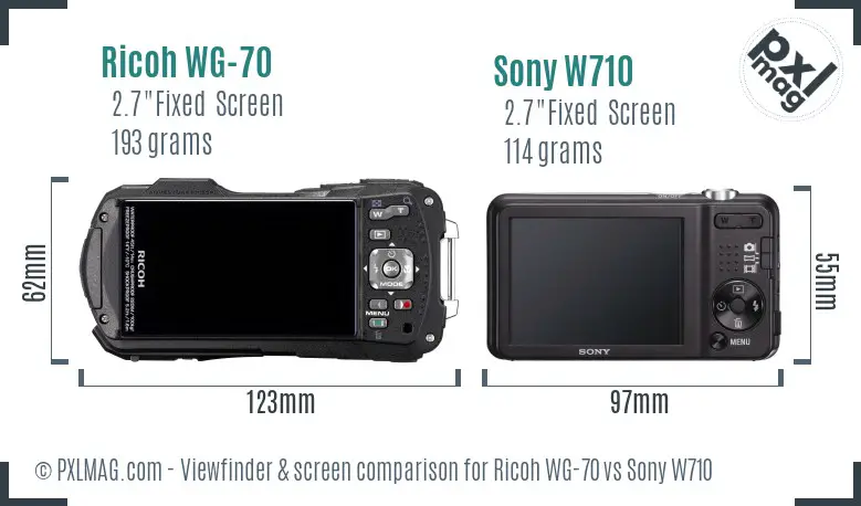 Ricoh WG-70 vs Sony W710 Screen and Viewfinder comparison