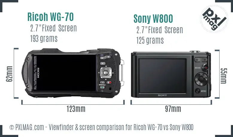 Ricoh WG-70 vs Sony W800 Screen and Viewfinder comparison